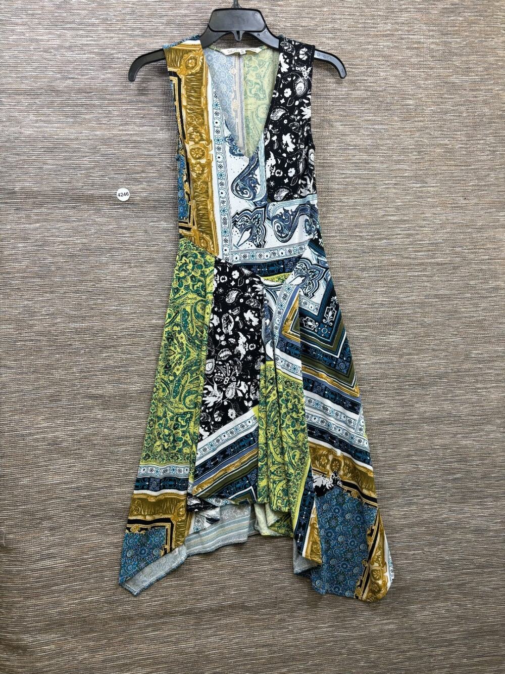 Rachel Roy Womens Midi Dress V-Neck Sleeveless Paisley Multicolor Size XS